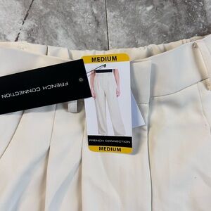 French Connection Womens Wide Leg Trousers Cream Color Medium